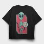 Alien Cat, Tricou Oversize Barbati (Unisex)