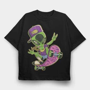 Alien Skate, Tricou Oversize Barbati (Unisex)