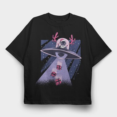 Alien Santa, Tricou Oversize Barbati (Unisex)