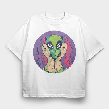 Alien Girl, Tricou Oversize Barbati (Unisex)