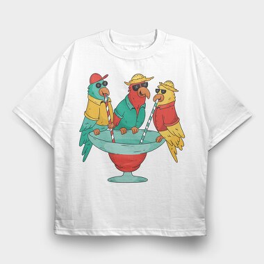 Parrots Drinking, Tricou Oversize Barbati (Unisex)