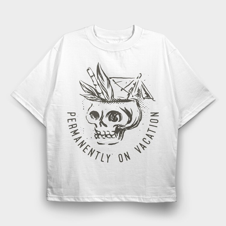 Summer Vacation Skull, Tricou Oversize Barbati (Unisex)