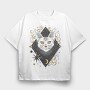 Cosmic Cat Orange, Tricou Oversize Barbati (Unisex)