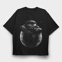 Sloth Moon Monochrome, Tricou Oversize Barbati (Unisex)