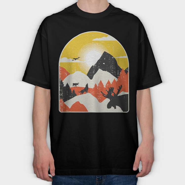 Mountains Wolf Moose, Tricou Oversize Barbati (Unisex)