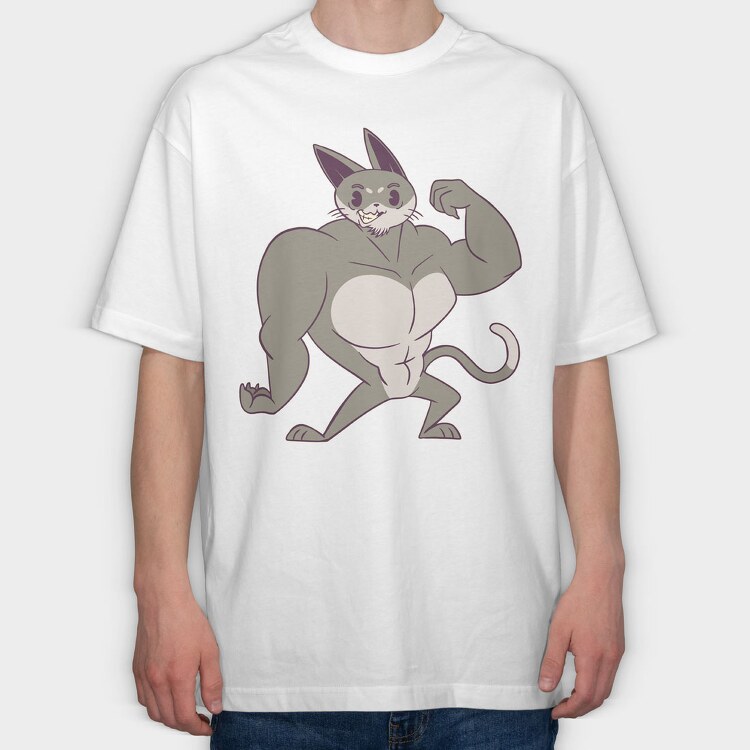 Muscle Cat, Tricou Oversize Barbati (Unisex)
