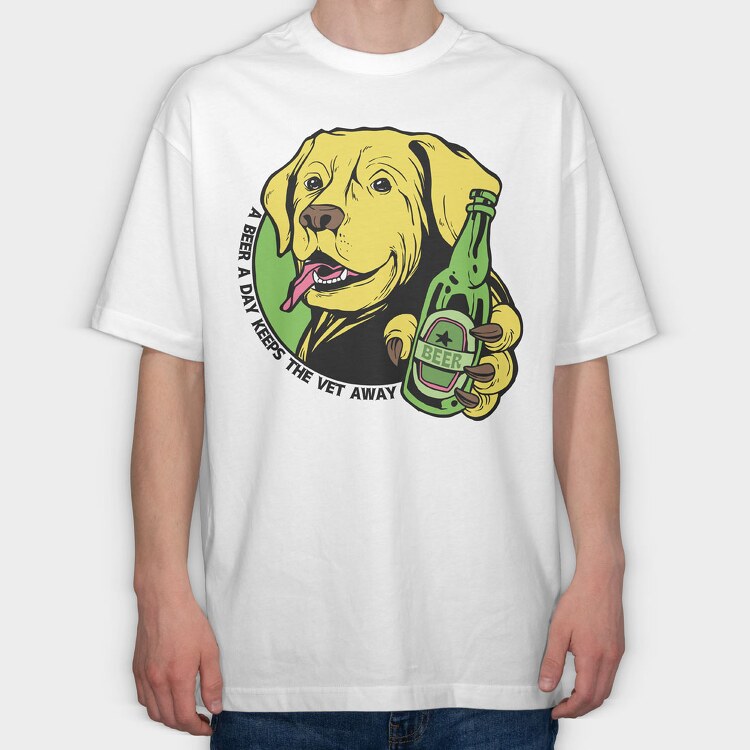 A Beer A Day Keeps Yhe Vet Away, Tricou Oversize Barbati (Unisex)