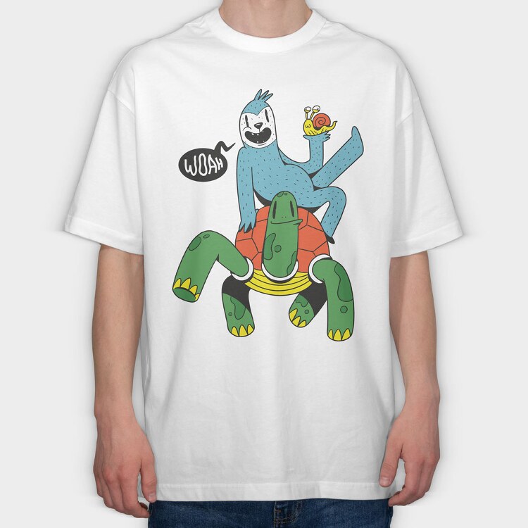 Sloth Turtle Snail, Tricou Oversize Barbati (Unisex)