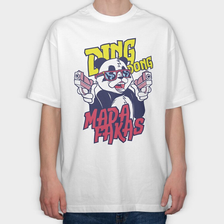 Ding Dong Panda T Shirt, Tricou Oversize Barbati (Unisex)