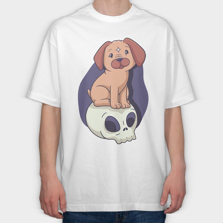 Pug Skull, Tricou Oversize Barbati (Unisex)