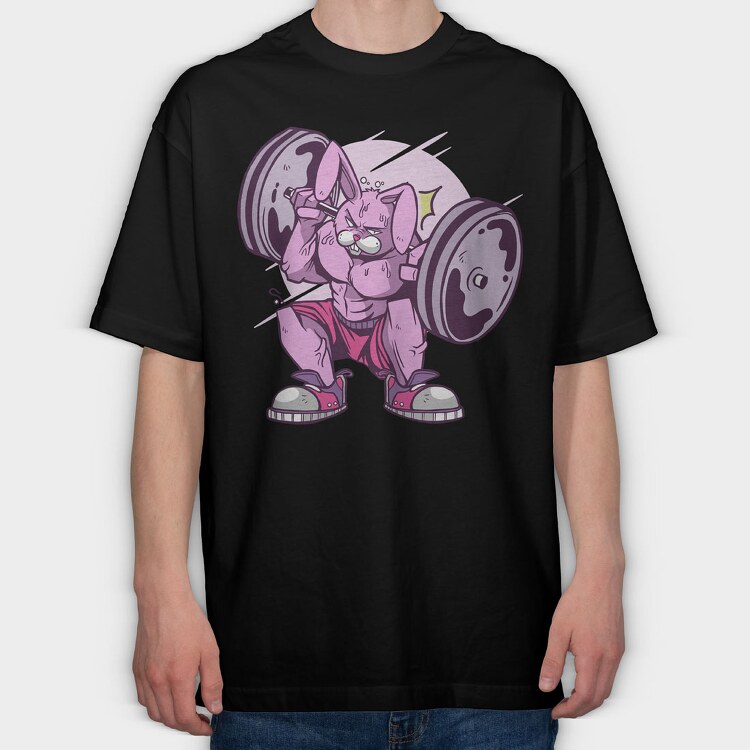 Muscle Rabbit, Tricou Oversize Barbati (Unisex)