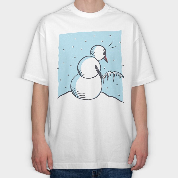 Snowman Peeing, Tricou Oversize Barbati (Unisex)