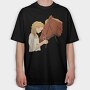 Girl Horse Watercolor, Tricou Oversize Barbati (Unisex)