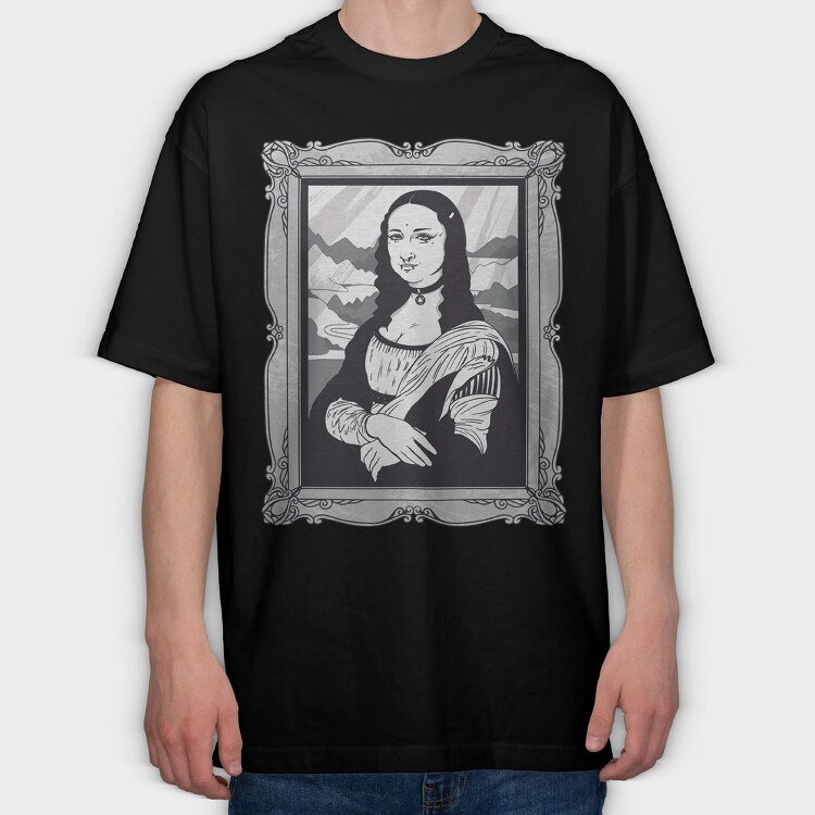 Gothic Mona Lisa, Tricou Oversize Barbati (Unisex)