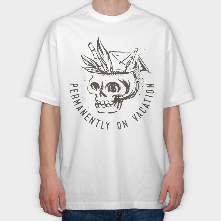 Summer Vacation Skull, Tricou Oversize Barbati (Unisex)