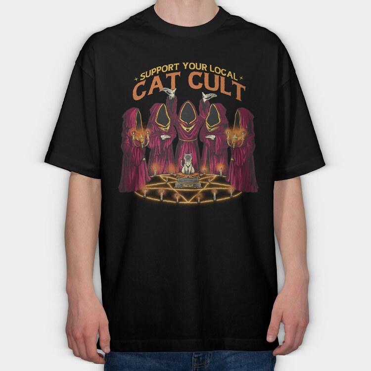Cat Cult, Tricou Oversize Barbati (Unisex)