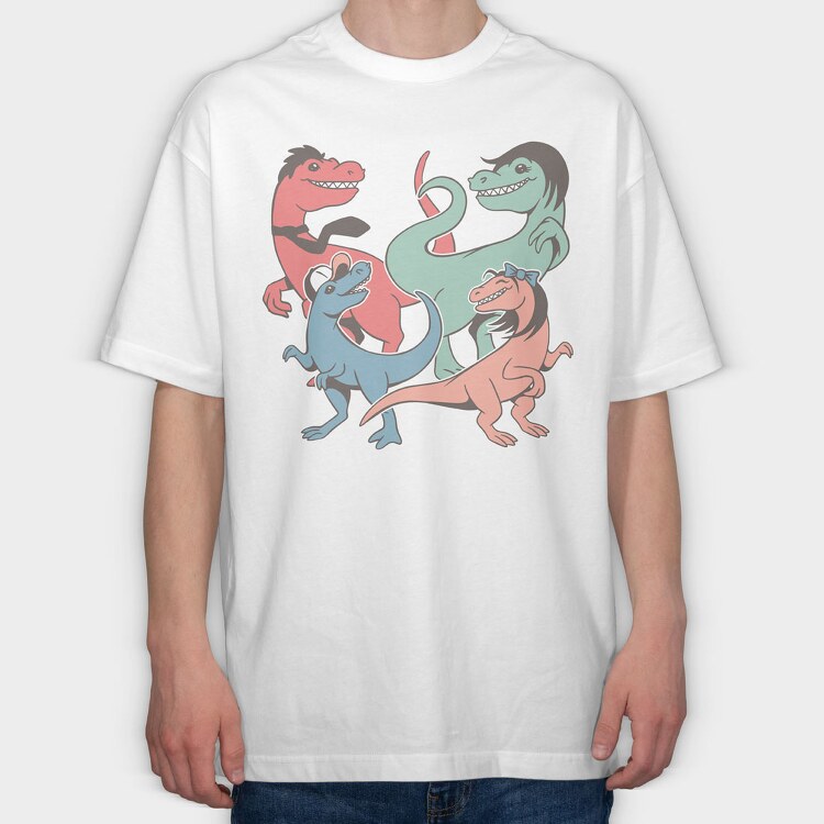 Dinosaurs Family, Tricou Oversize Barbati (Unisex)