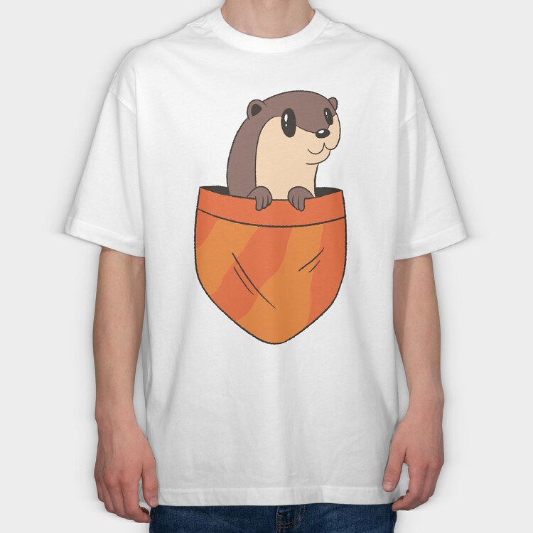 Pocket Otter, Tricou Oversize Barbati (Unisex)