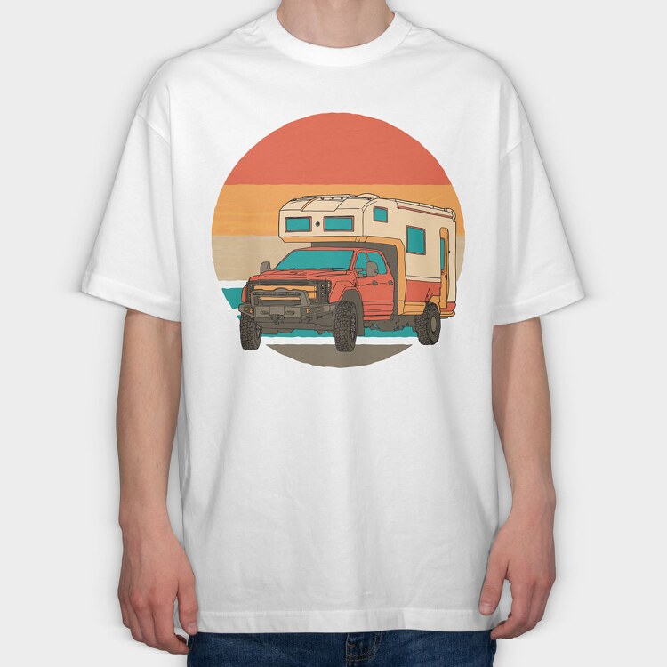 Retrosunset Camper, Tricou Oversize Barbati (Unisex)