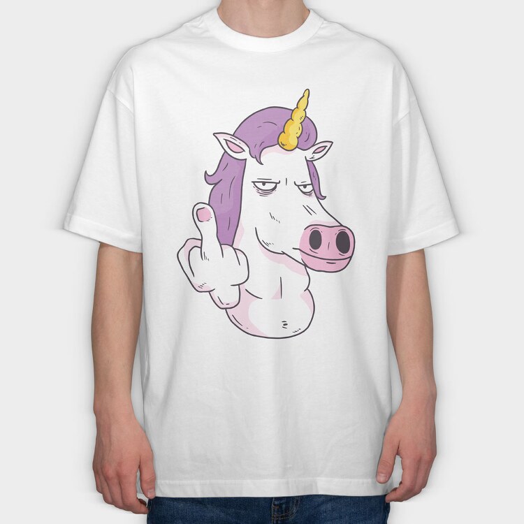 Middle Finger Unicorn, Tricou Oversize Barbati (Unisex)