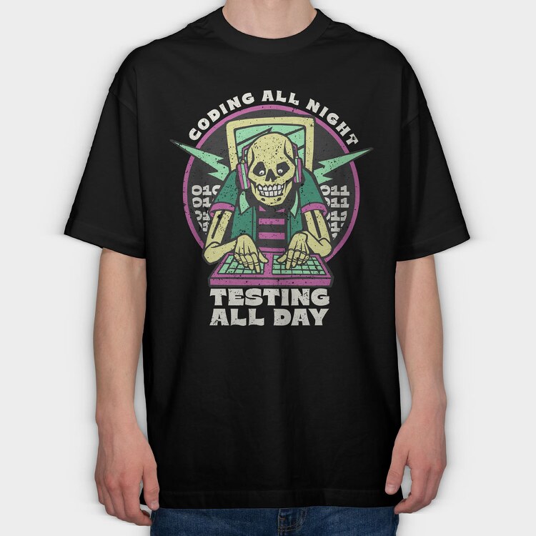 Skeleton Coding, Tricou Oversize Barbati (Unisex)