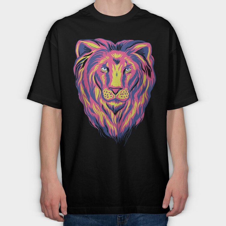 Colorful Lion, Tricou Oversize Barbati (Unisex)