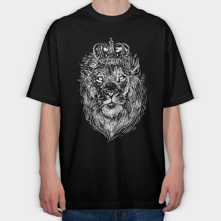 Crowned Lion, Tricou Oversize Barbati (Unisex)