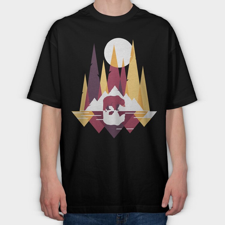 Bear Mountain Geometric, Tricou Oversize Barbati (Unisex)