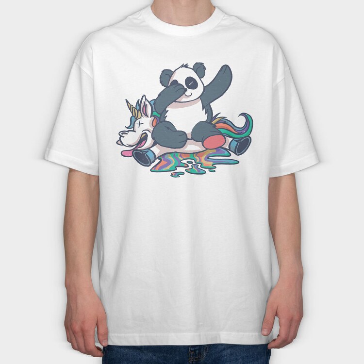 Panda Unicorn Dab, Tricou Oversize Barbati (Unisex)