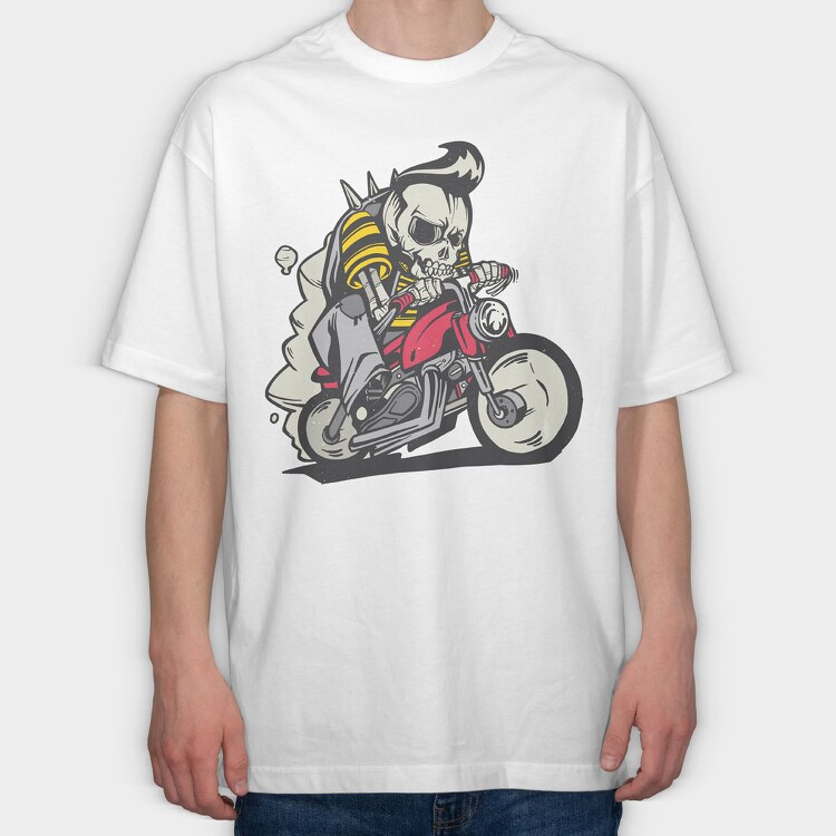 Skull Bike, Tricou Oversize Barbati (Unisex)