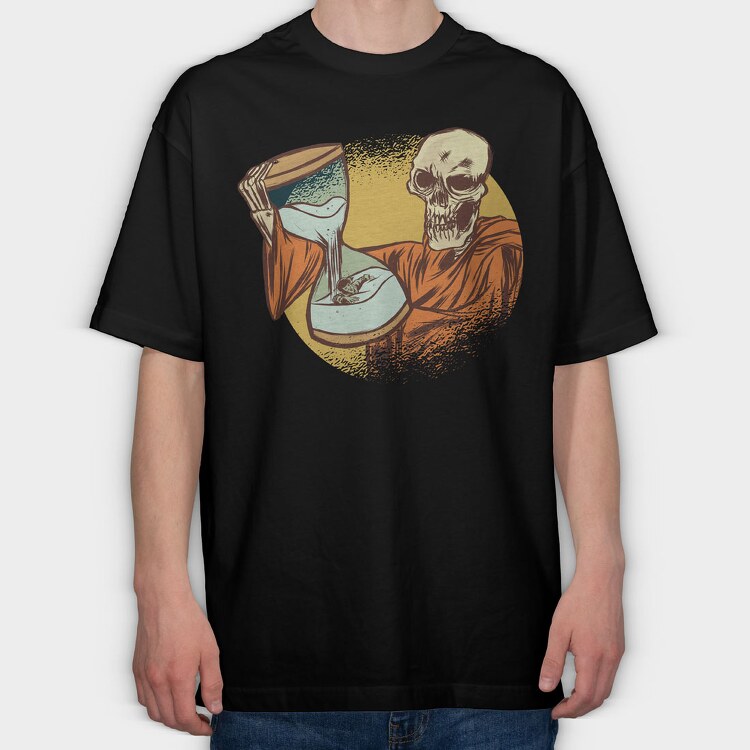 Death With Hourglass, Tricou Oversize Barbati (Unisex)