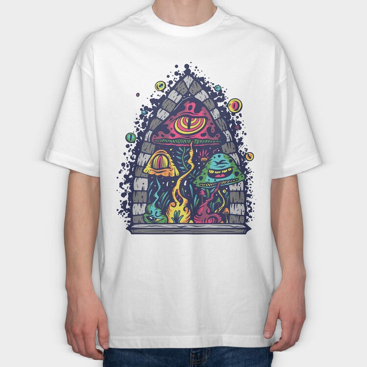 Trippy Shrooms, Tricou Oversize Barbati (Unisex)