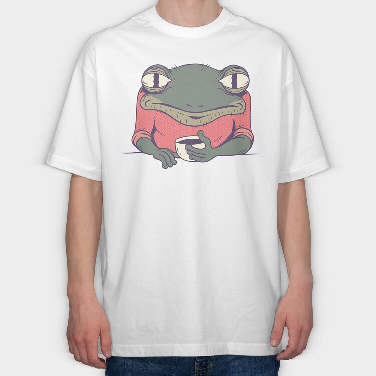Frog Coffee, Tricou Oversize Barbati (Unisex)