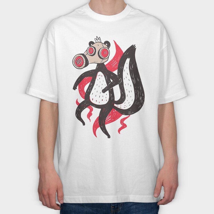 Skunk With Gas Mask, Tricou Oversize Barbati (Unisex)