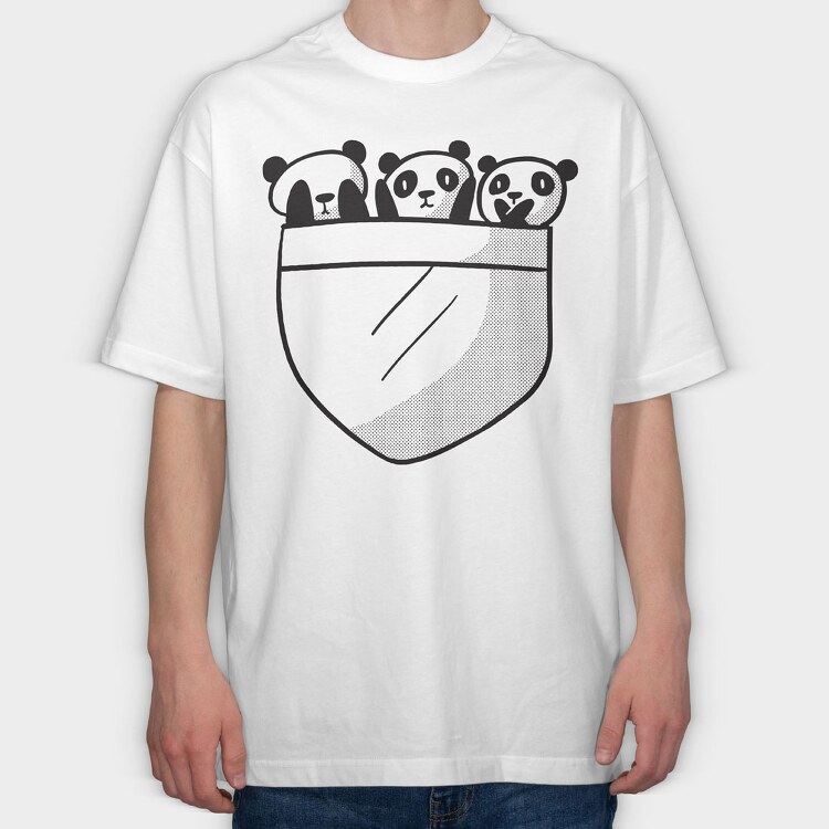 Panda Pocket, Tricou Oversize Barbati (Unisex)