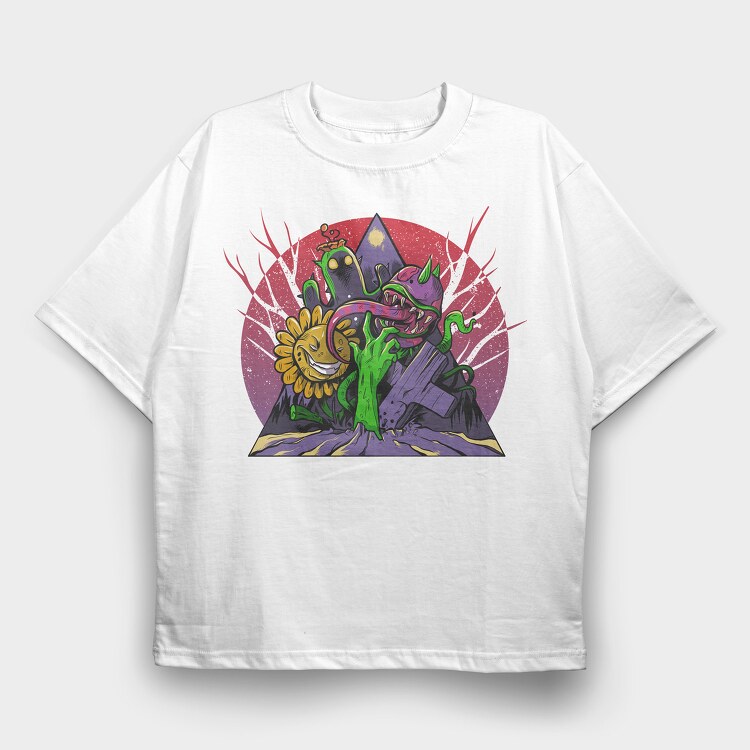 PlantsVSZombies Illustration, Tricou Oversize Barbati (Unisex)