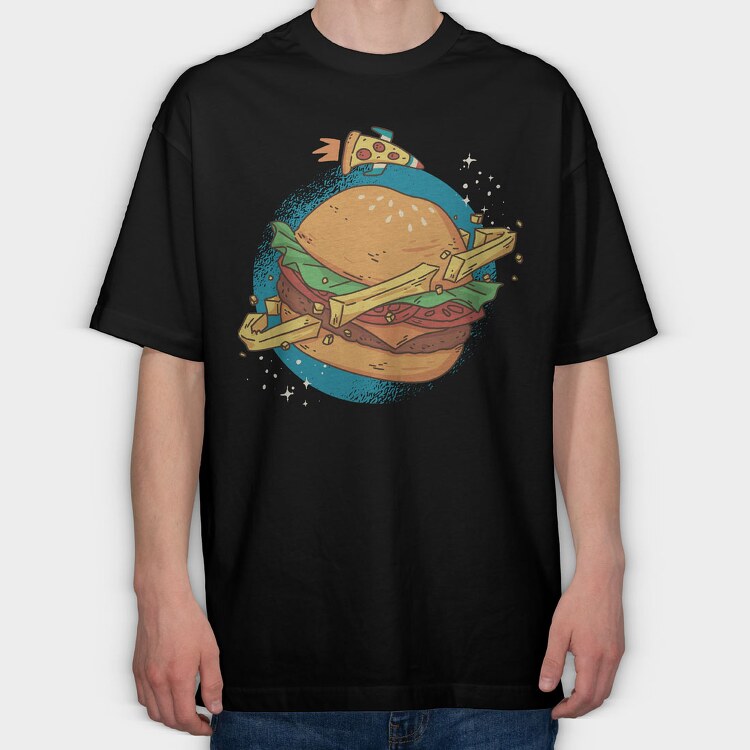 Burger Planet, Tricou Oversize Barbati (Unisex)