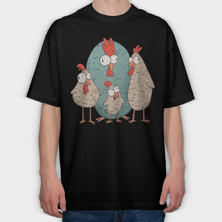 Crazy Chickens, Tricou Oversize Barbati (Unisex)