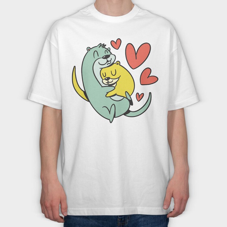 Hugging Otters, Tricou Oversize Barbati (Unisex)