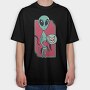 Alien Cat, Tricou Oversize Barbati (Unisex)