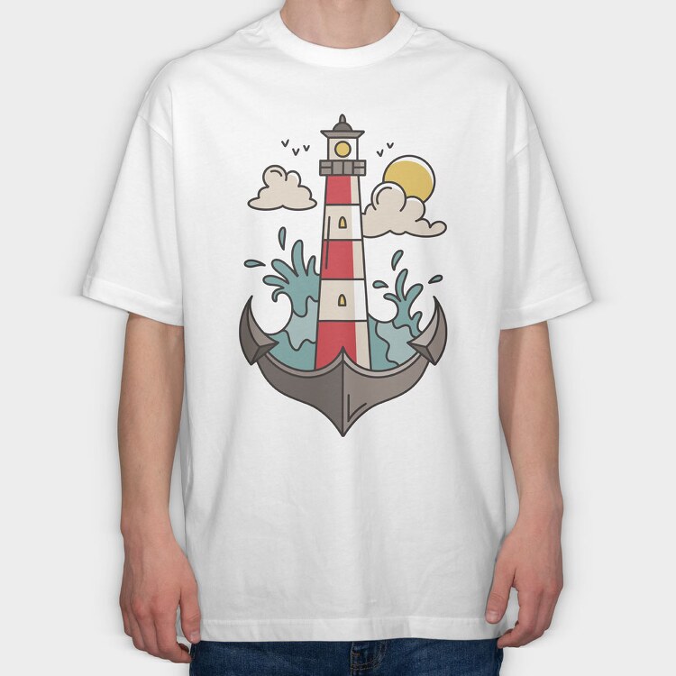 Anchor Lighthouse, Tricou Oversize Barbati (Unisex)