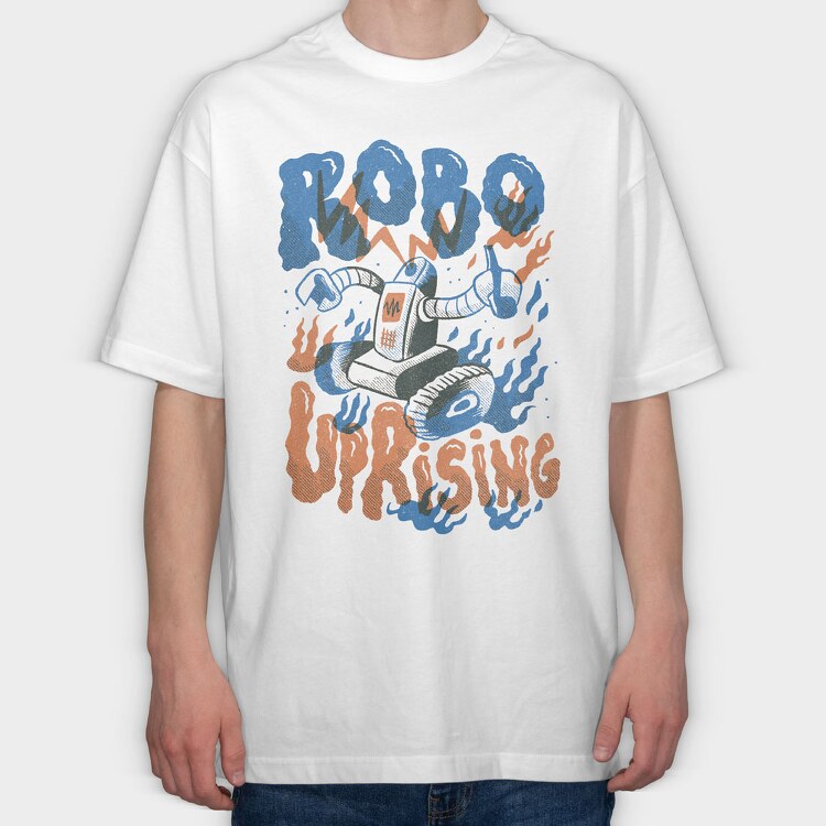 Robot Invasion 08, Tricou Oversize Barbati (Unisex)