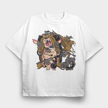 Badass Animal Gangster, Tricou Oversize Barbati (Unisex)