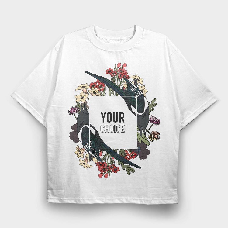 Bird Bloom Frame, Tricou Oversize Barbati (Unisex)