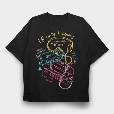 Cassette Time Rewind, Tricou Oversize Barbati (Unisex)