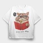 Cat Book Meow, Tricou Oversize Barbati (Unisex)