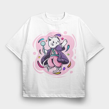 Cat Wizard Vibes, Tricou Oversize Barbati (Unisex)