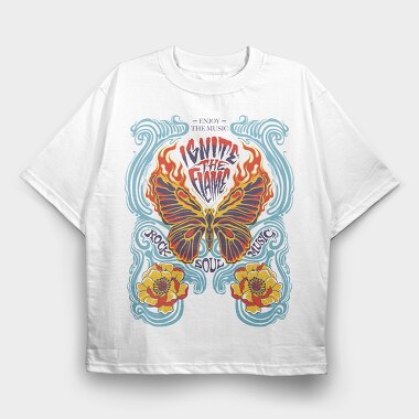 Flame Butterfly Soul, Tricou Oversize Barbati (Unisex)