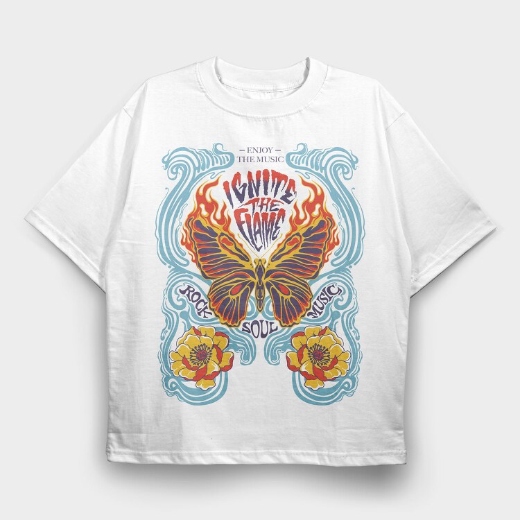 Flame Butterfly Soul, Tricou Oversize Barbati (Unisex)