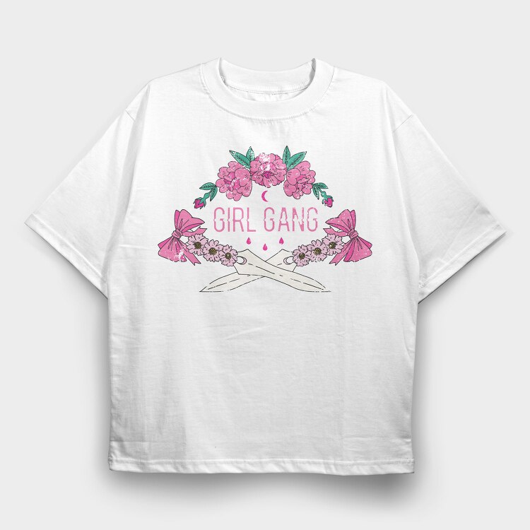 Girl Gang Blooms, Tricou Oversize Barbati (Unisex)